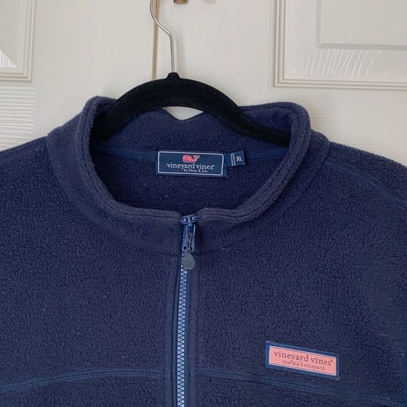 VINEYARD VINES Men s Fleece Full Zip Vest Navy Pockets - Picture 4 of 10